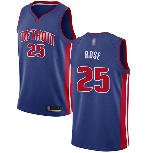 Personalized Pistons #25 Derrick Rose Blue Basketball Swingman Icon Edition Jersey