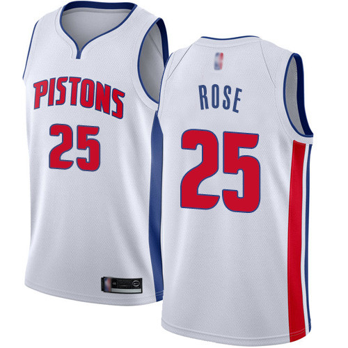 Personalized Pistons #25 Derrick Rose White Basketball Swingman Association Edition Jersey