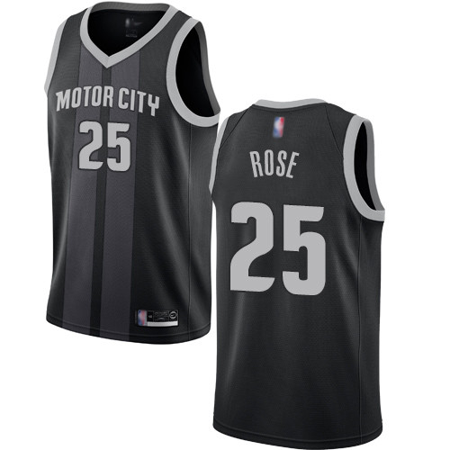 Personalized Pistons #25 Derrick Rose Black Basketball Swingman City Edition 2018 19 Jersey