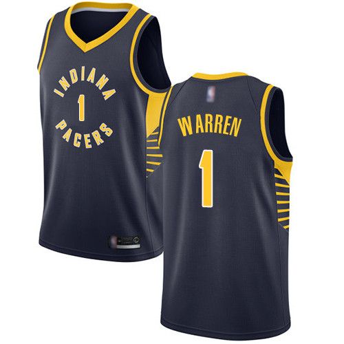 Personalized Pacers #1 T.J. Warren Navy Blue Basketball Swingman Icon Edition Jersey