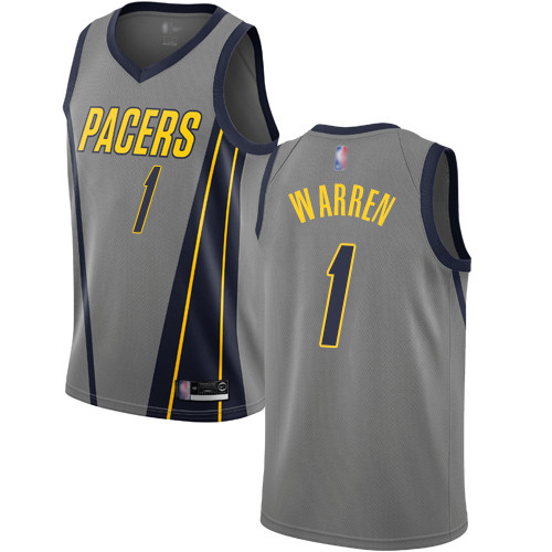 Personalized Pacers #1 T.J. Warren Gray Basketball Swingman City Edition 2018 19 Jersey