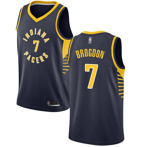 Personalized Pacers #7 Malcolm Brogdon Navy Blue Basketball Swingman Icon Edition Jersey