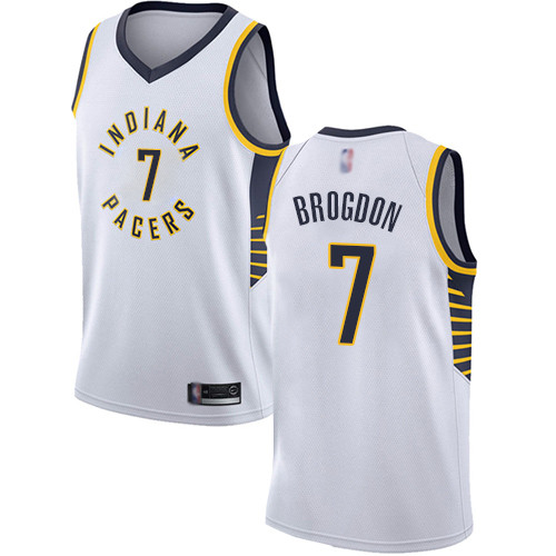 Personalized Pacers #7 Malcolm Brogdon White Basketball Swingman Association Edition Jersey