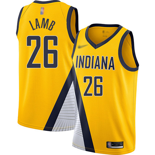 Personalized Pacers #26 Jeremy Lamb Gold Basketball Swingman Statement Edition 2019 2020 Jersey