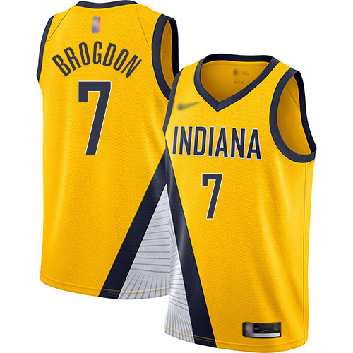 Personalized Pacers #7 Malcolm Brogdon Gold Basketball Swingman Statement Edition 2019 2020 Jersey