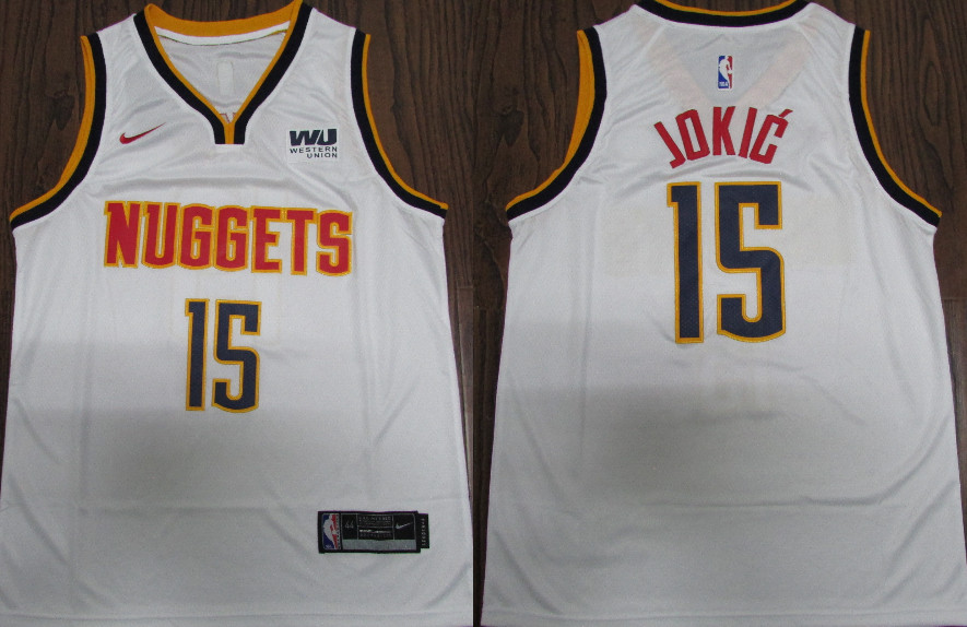 Personalized Nuggets 15 Nikola Jokic White Swingman Jersey
