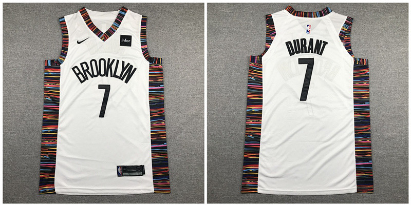 Personalized Nets 7 Kevin Durant White City Edition Authentic Jersey