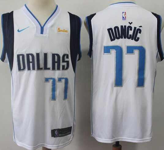 Personalized Mavericks 77 Luka Doncic White Swingman Jersey