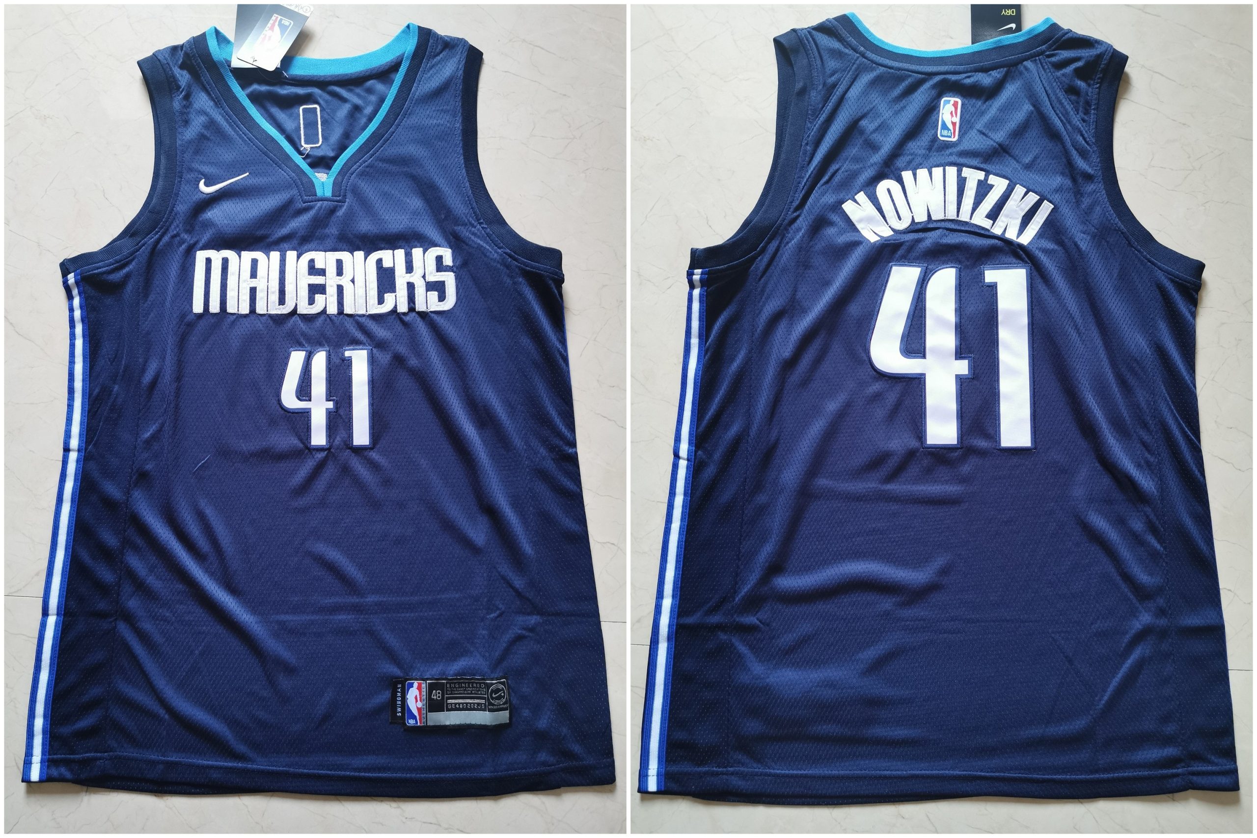 Personalized Mavericks 41 Dirk Nowitzki Navy Swingman Jerseys