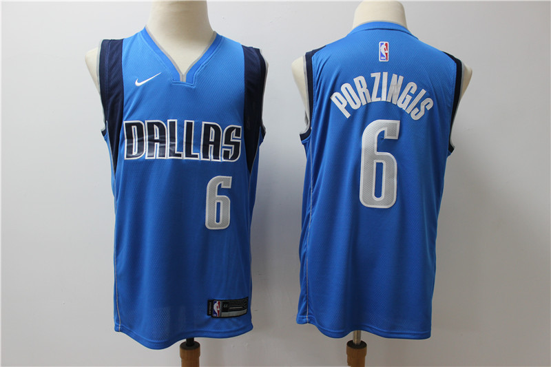Personalized Mavericks 6 Kristaps Porzingis Blue Swingman Jersey