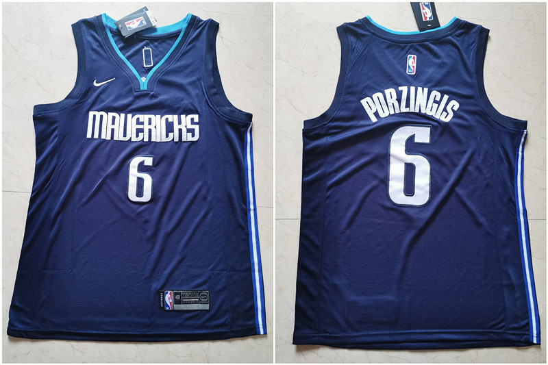 Personalized Mavericks 6 Kristaps Porzingis Navy Swingman Jerseys