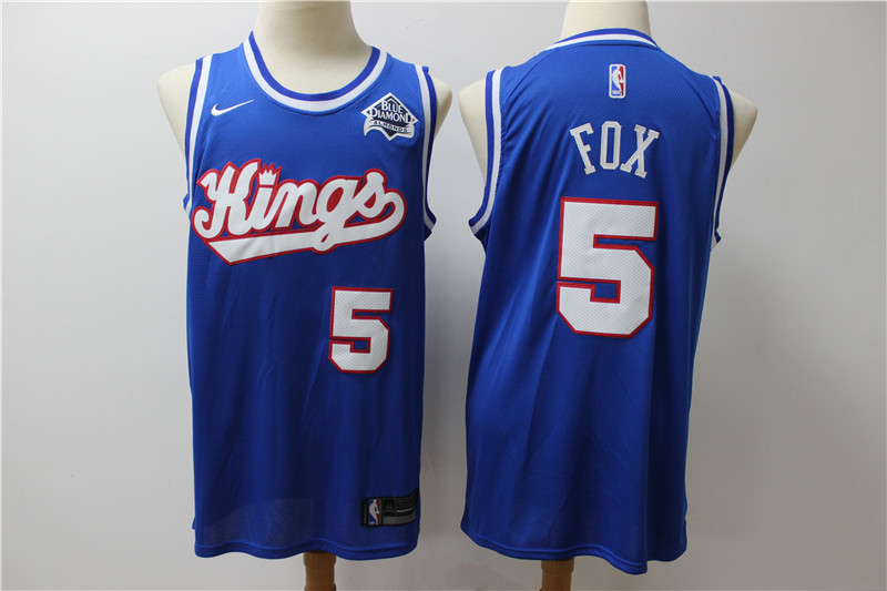 Personalized Kings 5 De’Aaron Fox Blue Swingman Jersey