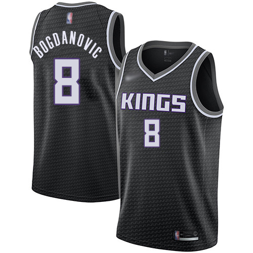 Personalized Kings #8 Bogdan Bogdanovic Black Basketball Swingman Statement Edition Jersey