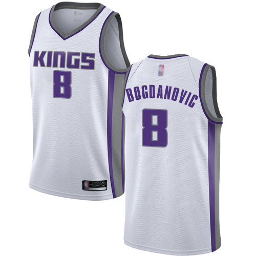Personalized Kings #8 Bogdan Bogdanovic White Basketball Swingman Association Edition Jersey