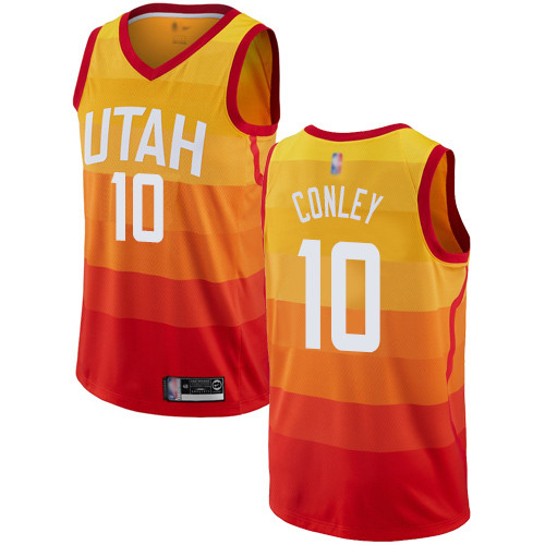 Personalized Jazz #10 Mike Conley Orange Basketball Swingman City Edition Jersey