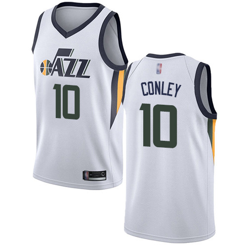 Personalized Jazz #10 Mike Conley White Basketball Swingman Association Edition Jersey