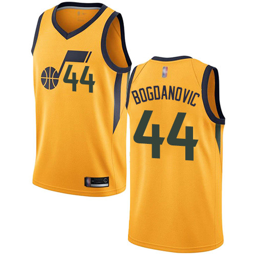 Personalized Jazz #44 Bojan Bogdanovic Yellow Basketball Swingman Statement Edition Jersey