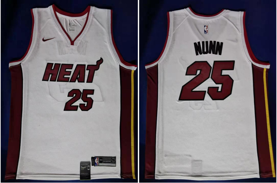 Personalized Heat 25 Kendrick Nunn White Swingman Jersey