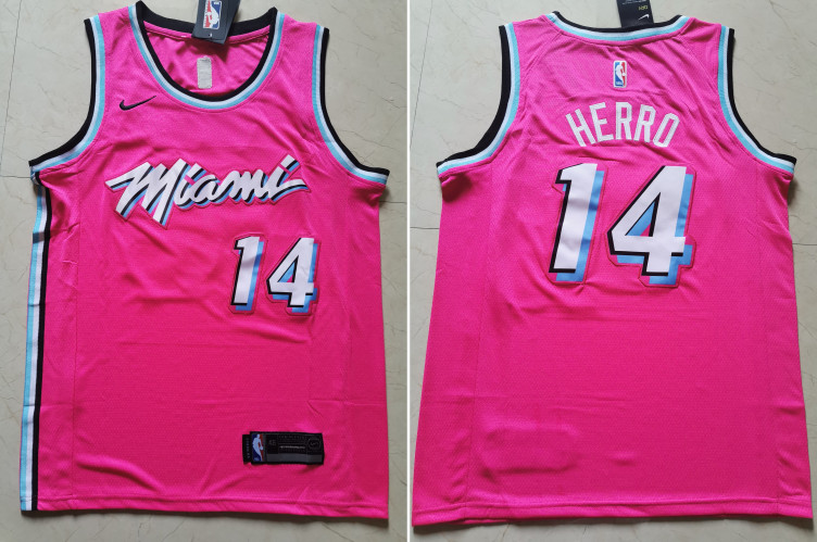 Personalized Heat 14 Tyler Herro Pink City Edition Swingman Jersey