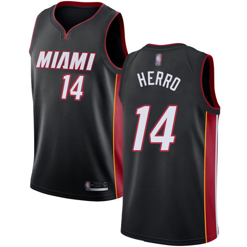 Personalized Heat #14 Tyler Herro Black Basketball Swingman Icon Edition Jersey