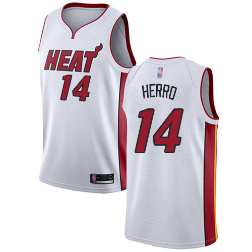 Personalized Heat #14 Tyler Herro White Basketball Swingman Association Edition Jersey