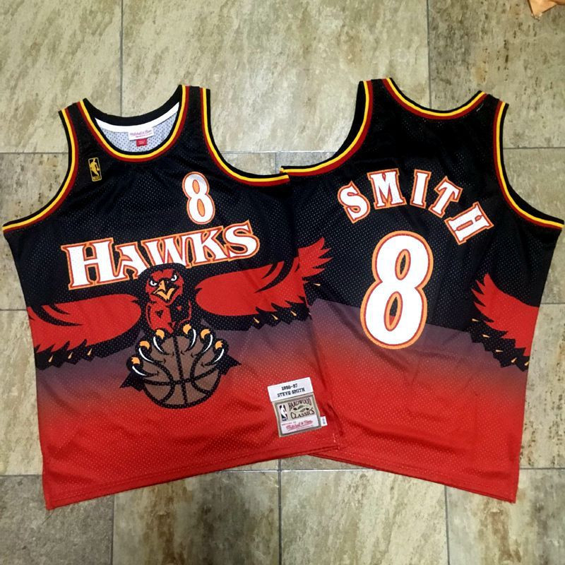 Personalized Hawks 8 Steve Smith Red 1996-97 Hardwood Classics Jersey