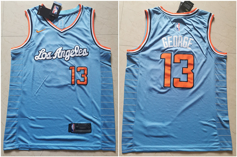 Personalized Clippers 13 Paul George Light Blue Swingman Jersey