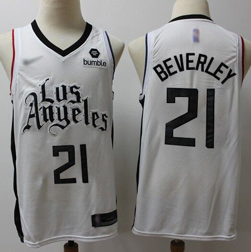 Personalized Clippers #21 Patrick Beverley White Basketball Swingman City Edition 2019 20 Jersey