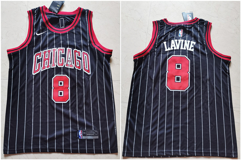 Personalized Bulls 8 Zach Lavine Black Swingman Jersey