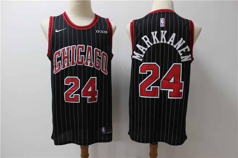 Personalized Bulls 24 Laur Markkanen Black Swingman Jersey