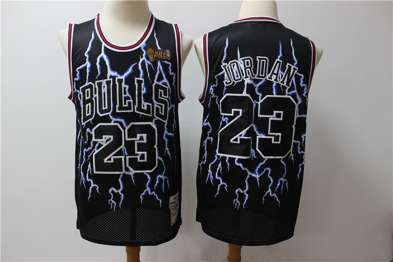 Personalized Bulls 23 Michael Jordan Black Hardwood Classics Lightning Limited Edition Jersey