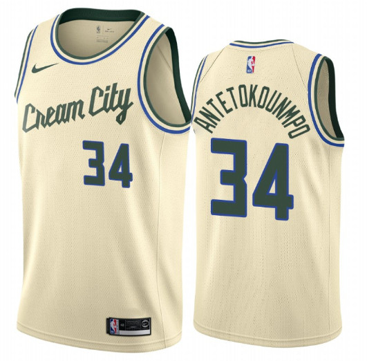 Personalized Bucks 34 Giannis Antetokounmpo Cream City Edition Swingman Jersey
