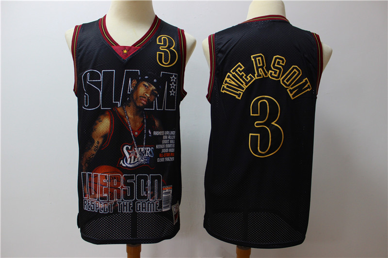 Personalized 76ers 3 Allen Iverson Black Hardwood Classics Limited Edition Jersey