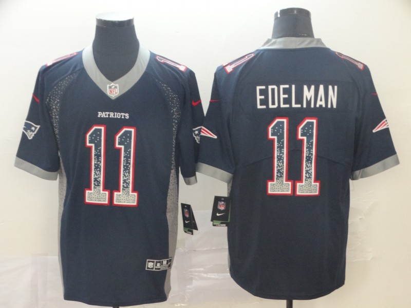 Personalized Patriots 11 Julian Edelman Navy Drift Fashion Limited Jersey