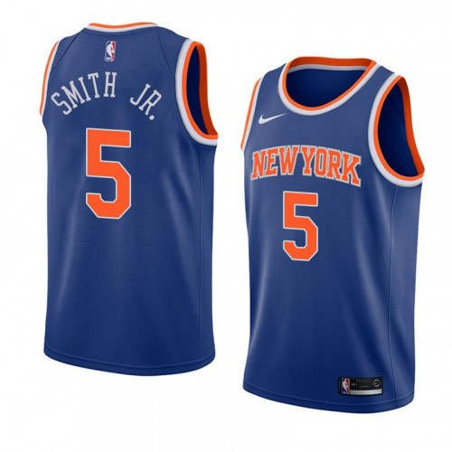 Personalized Men’s Knicks 5 Dennis Smith Jr. Swingman Blue Edition Jersey