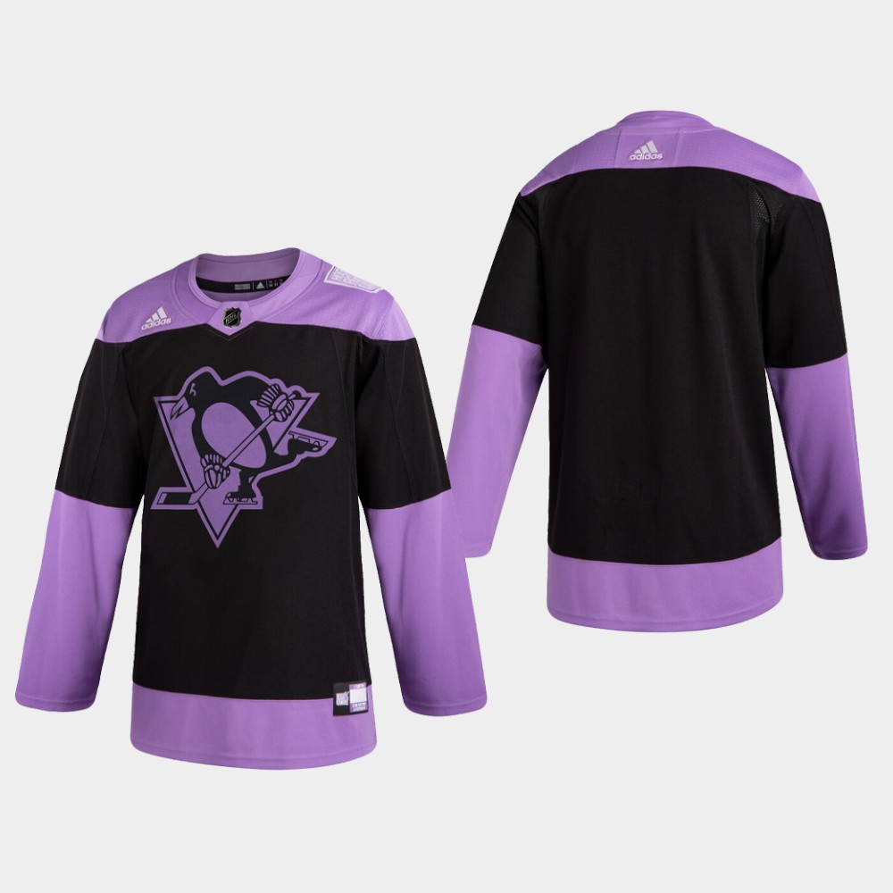 Personalized Penguins Hockey Fights Cancer Practice Black Jersey