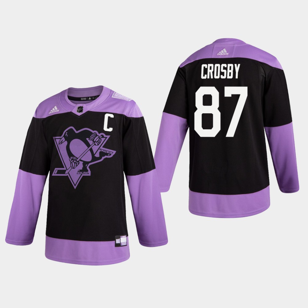 Personalized Penguins #87 Sidney Crosby Black Practice Fights Cancer Jersey