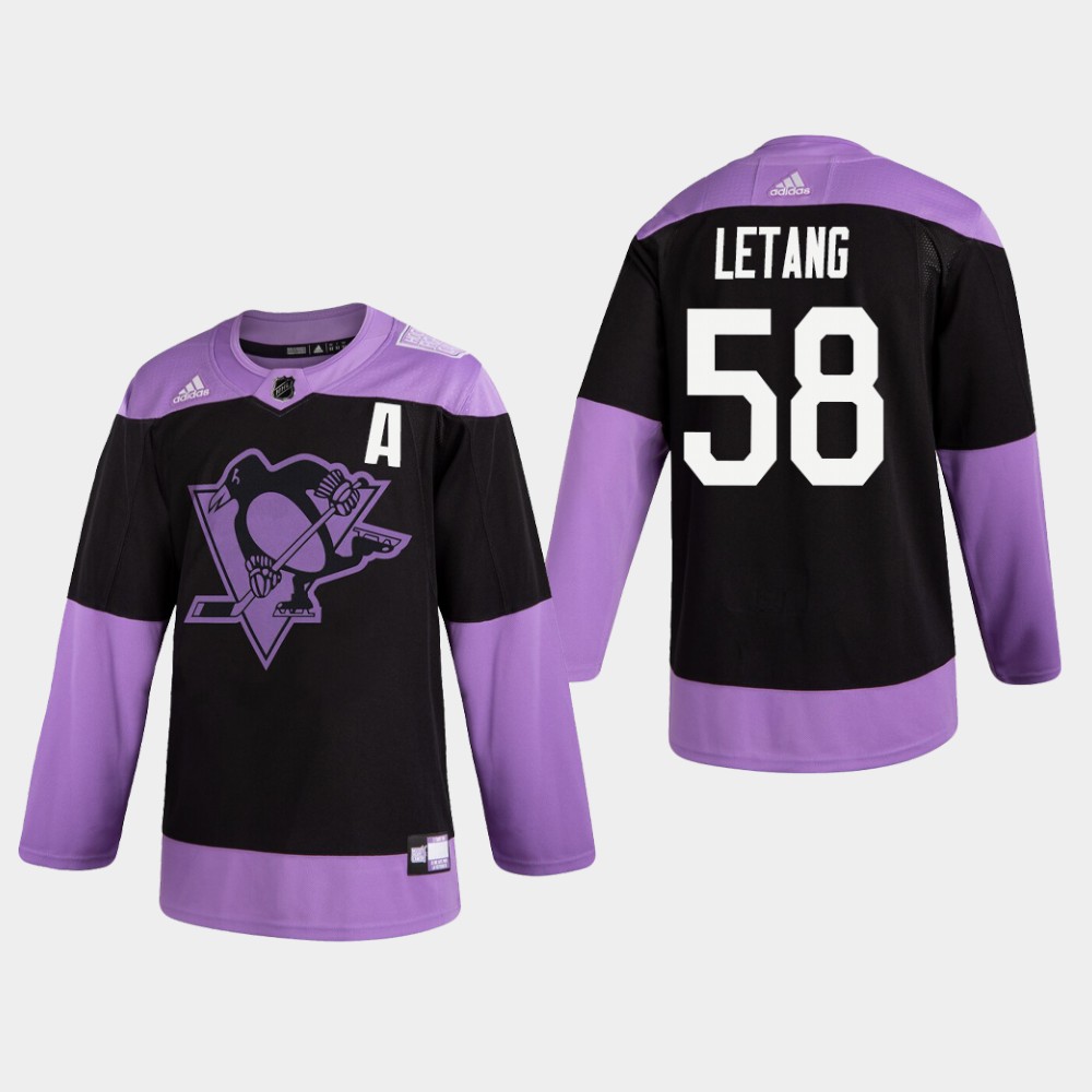 Personalized Penguins #58 Kris Letang Black Practice Hockey Fights Cancer Jersey