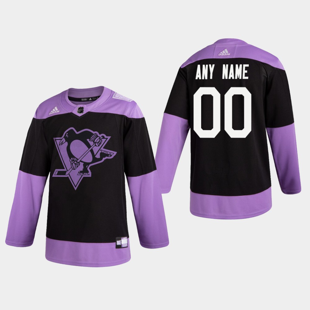 Personalized Custom Men’s Fights Cancer Jersey Penguins Practice Hockey Jersey