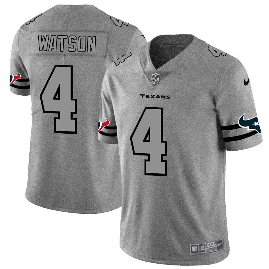Personalized Texans 4 Deshaun Watson 2019 Gray Gridiron Gray Untouchable Limited Jersey