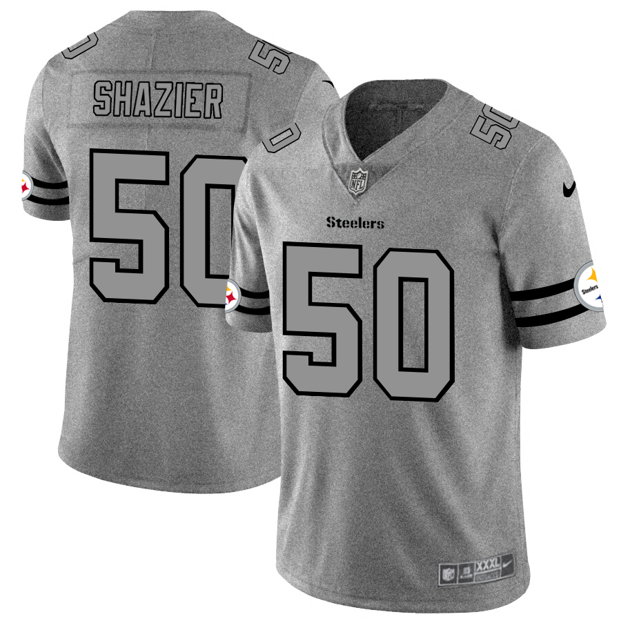 Personalized Steelers 50 Ryan Shazier 2019 Gray Gridiron Gray Untouchable Limited Jersey