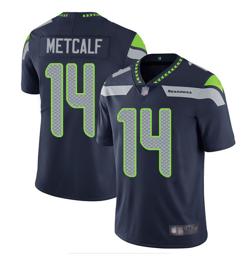 Personalized Seahawks 14 D.K. Metcalf Navy Untouchable Limited Jersey