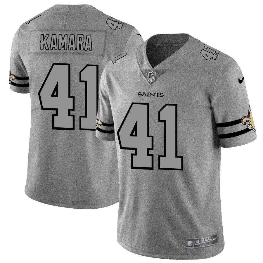 Personalized Saints 41 Alvin Kamara 2019 Gray Gridiron Gray Untouchable Limited Jersey