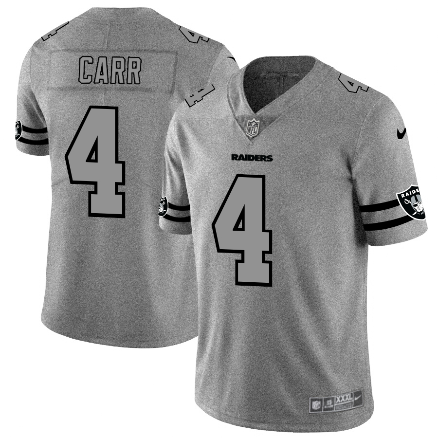 Personalized Raiders 4 Derek Carr 2019 Gray Gridiron Gray Untouchable Limited Jersey