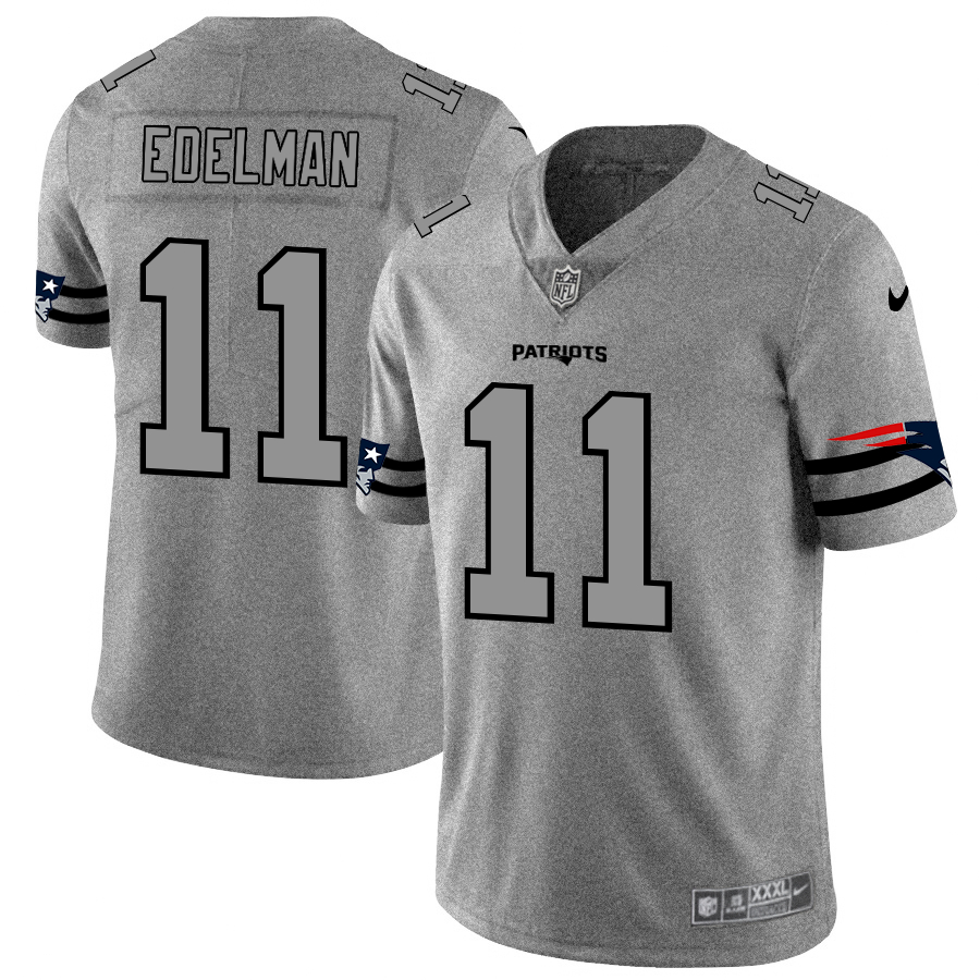 Personalized Patriots 11 Julian Edelman 2019 Gray Gridiron Gray Untouchable Limited Jersey
