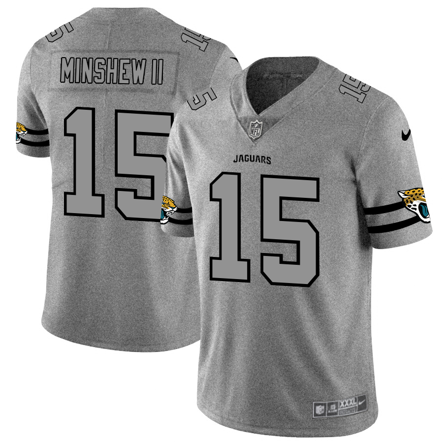 Personalized Jaguars 15 Gardner Minshew II 2019 Gray Gridiron Gray Untouchable Limited Jersey