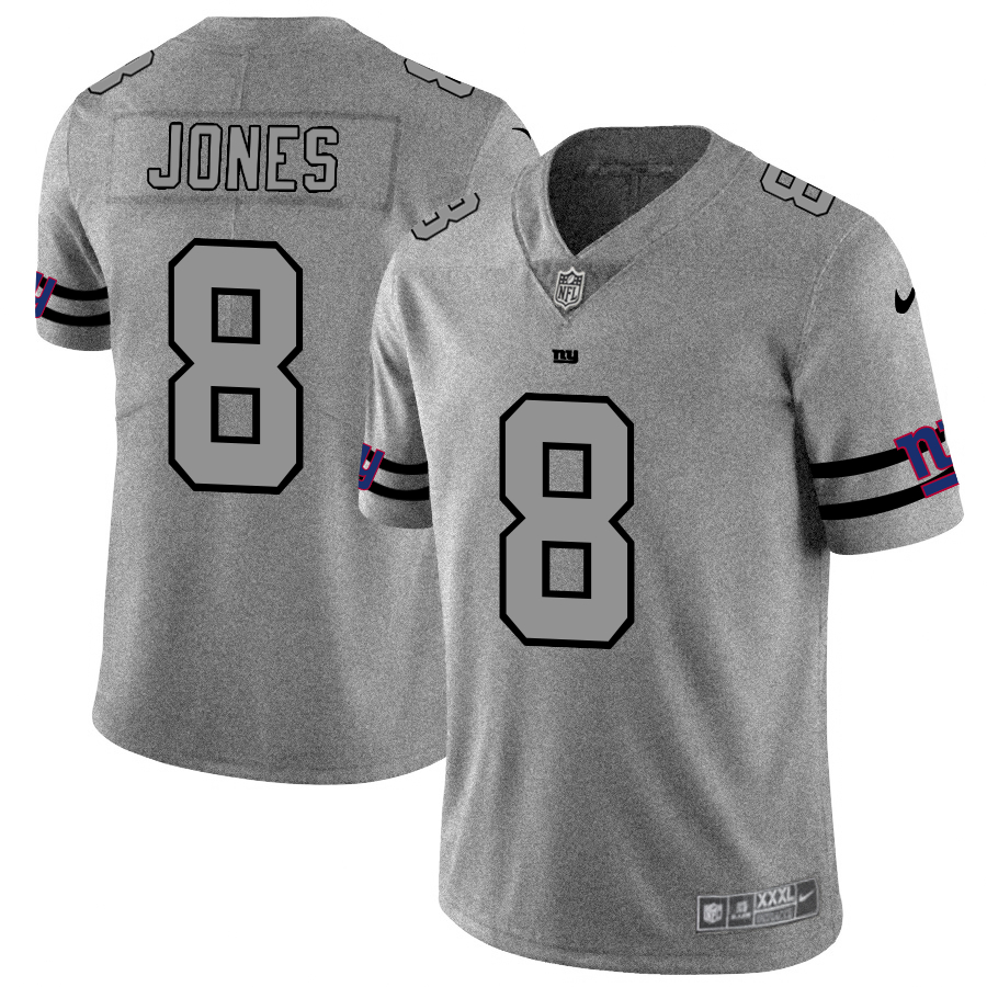 Personalized Giants 8 Daniel Jones 2019 Gray Gridiron Gray Untouchable Limited Jersey