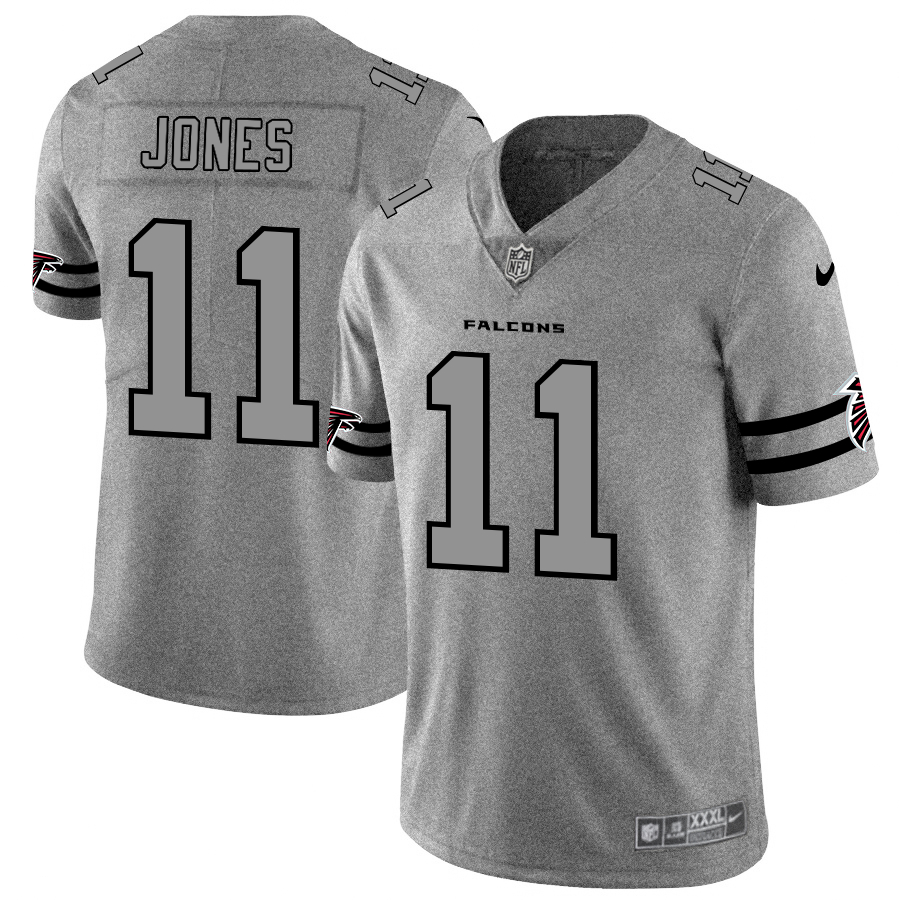 Personalized Falcons 11 Julio Jones 2019 Gray Gridiron Gray Untouchable Limited Jersey