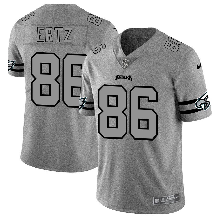 Personalized Eagles 86 Zach Ertz 2019 Gray Gridiron Gray Untouchable Limited Jersey