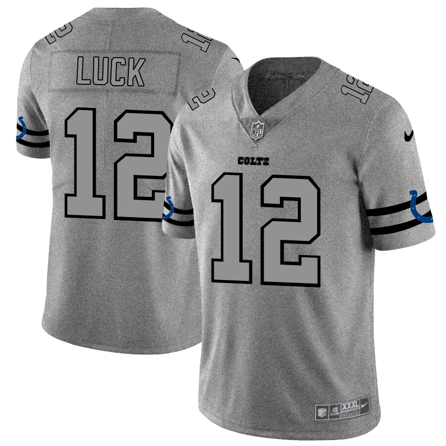 Personalized Colts 12 Andrew Luck 2019 Gray Gridiron Gray Untouchable Limited Jersey